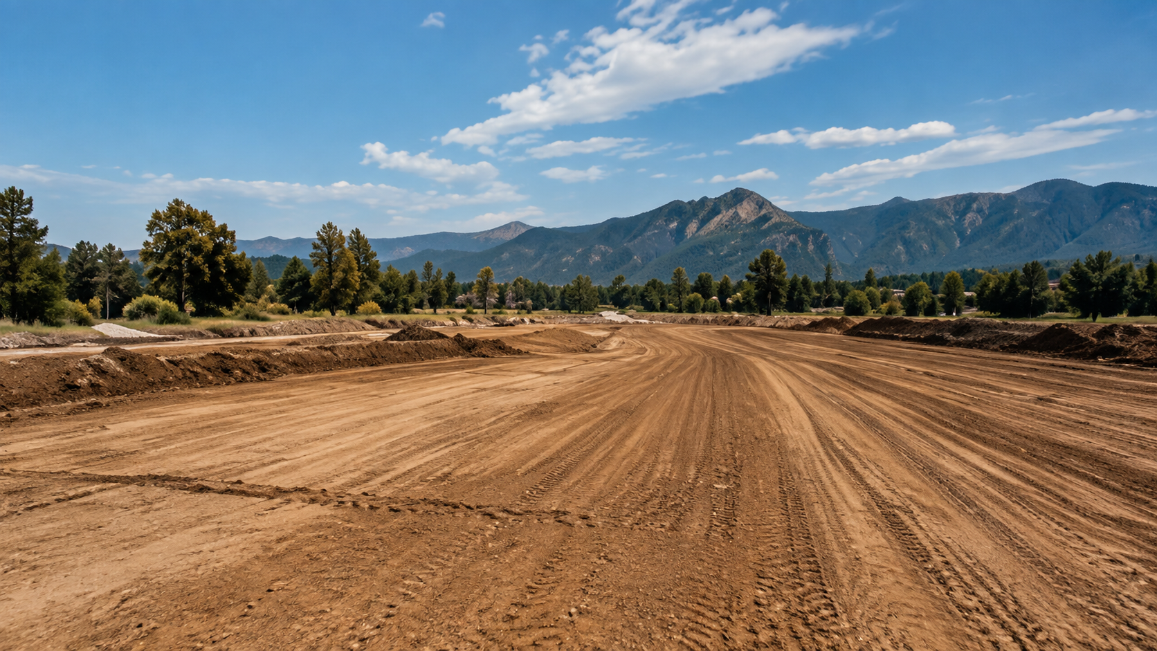 Large acreage cleared and graded for development