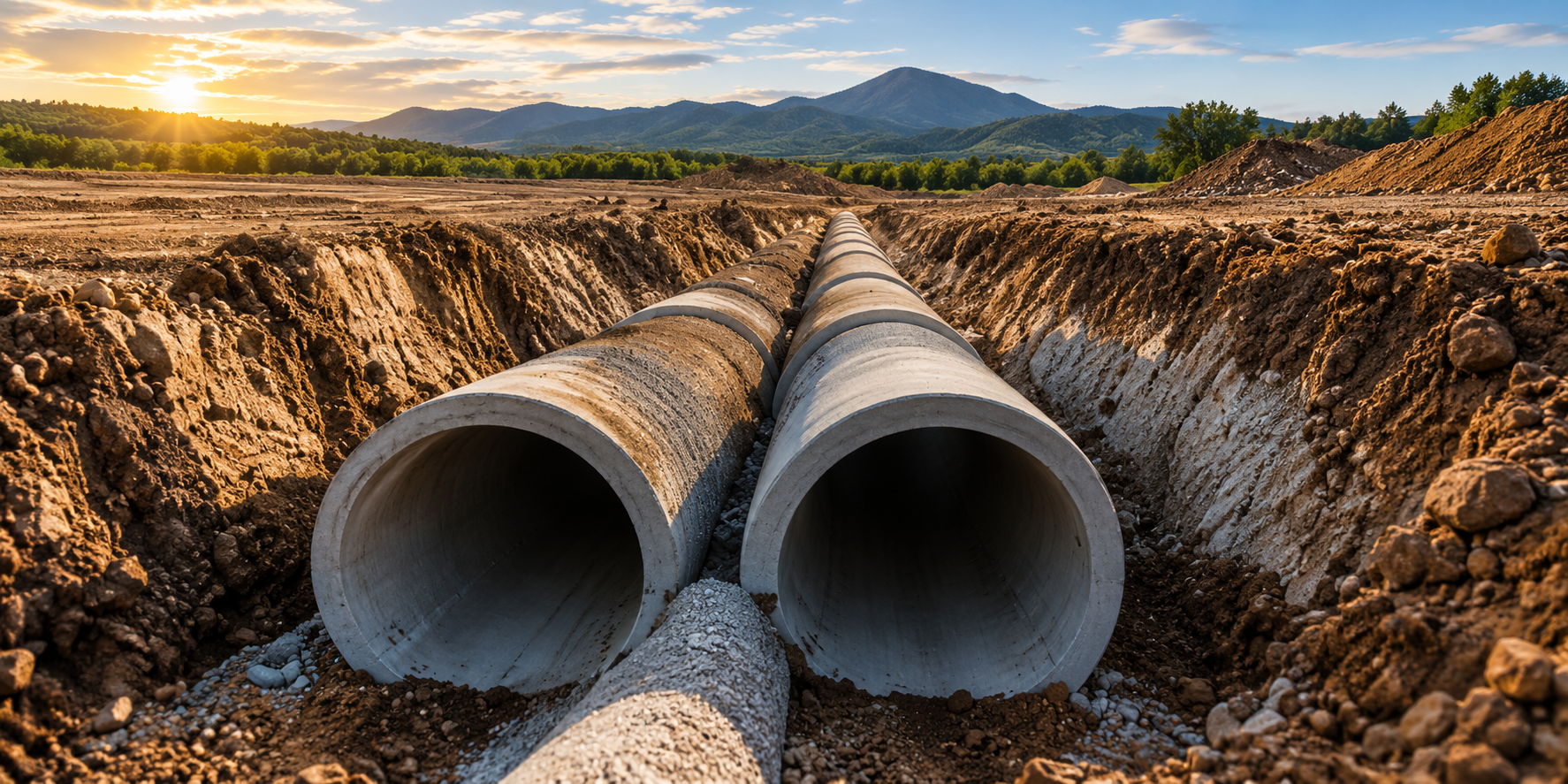 Drainage infrastructure installed on a construction site